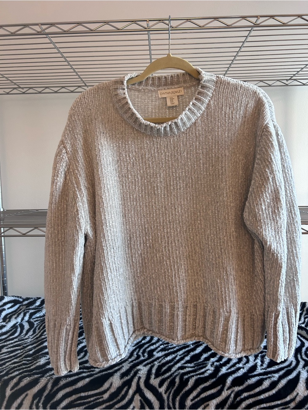 Cynthia Rowley Light Grey Ribbed Crewneck Sweater